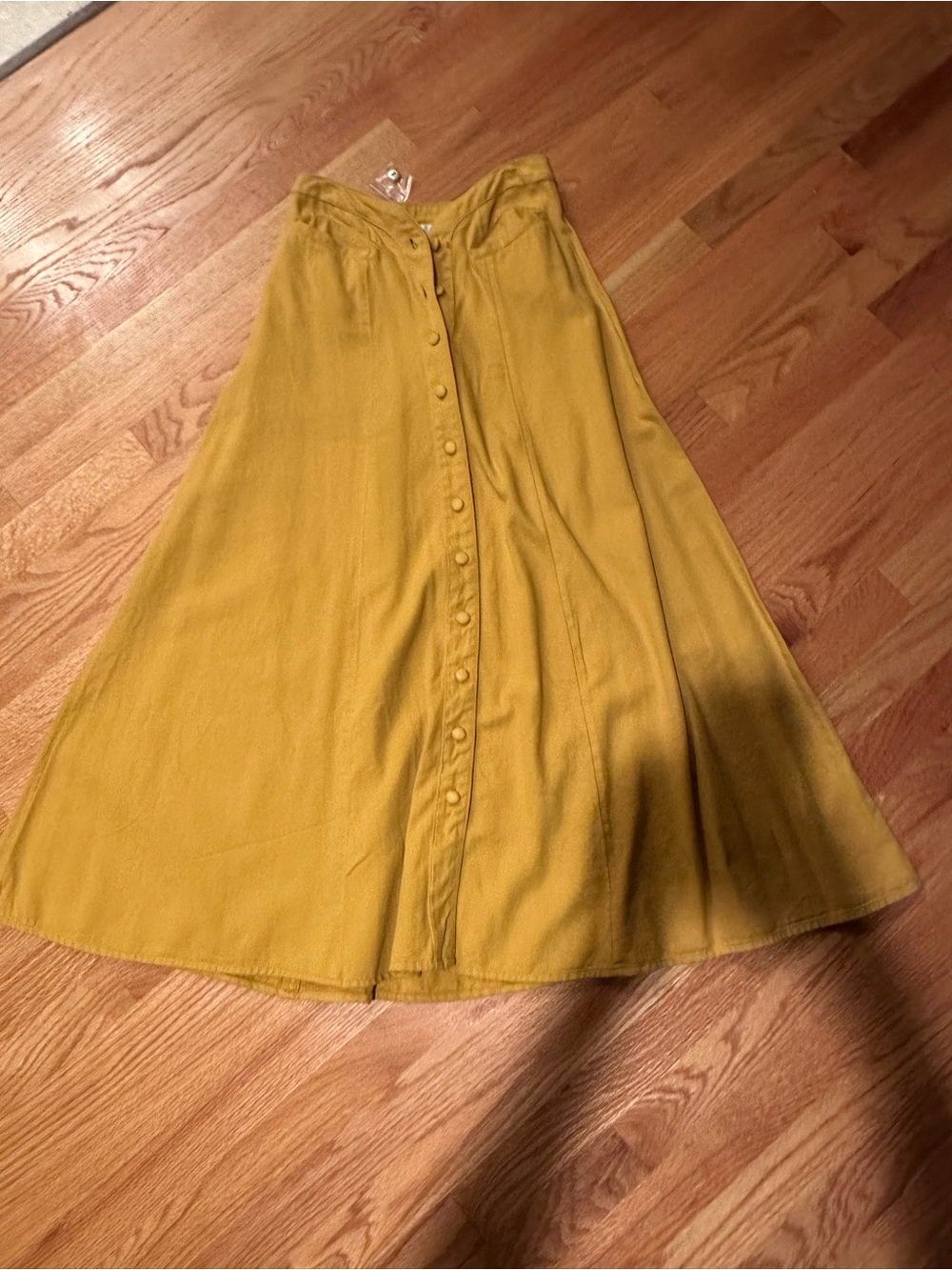 Maeve Mustard Yellow Button-Front A-Line Skirt